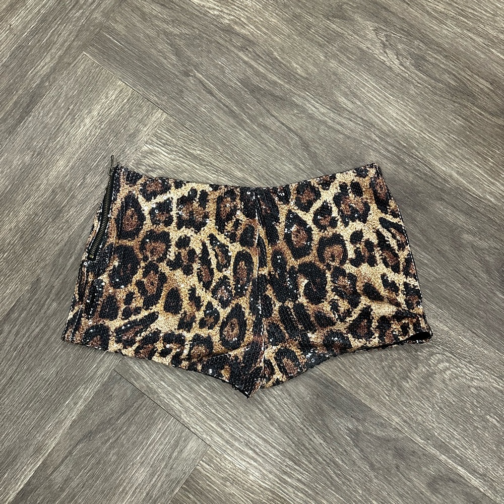 Charlotte Russe Sequin Leopard Print Micro Shorts